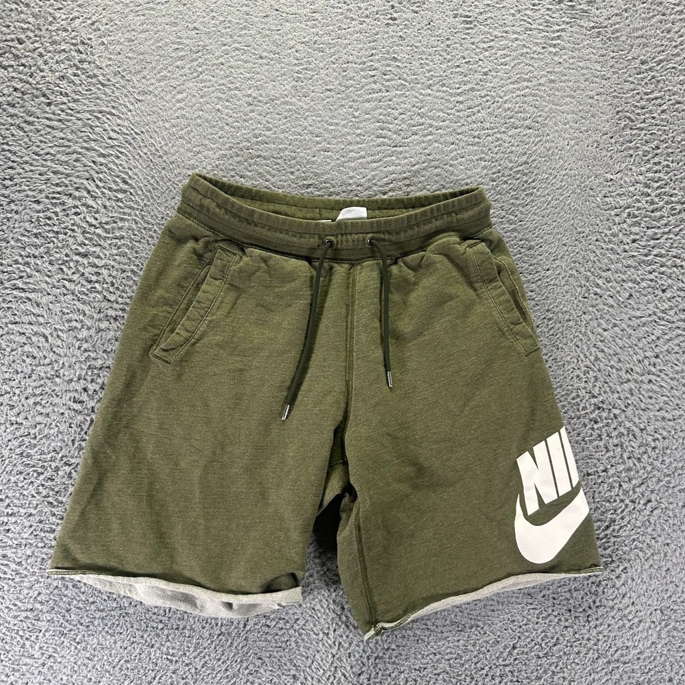 Vintage Nike Shorts Mens M Green Cotton Athletic Running Training Activewear Gym